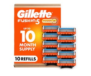 Gillette Fusion5 Power 5-Blade Razor Blade Refills for Men with Precision Trimmer, 10 Count