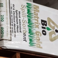 Oil spill absorbent, natural biomatrix gold