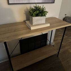 Light Wood / Black Metal Entryway / Console Table 