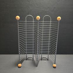 40 CD Wire Tower Storage Rack Stand Holder Y2K 15" Wood And Metal
