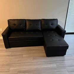 Black Leatherette Pull Out Bed 