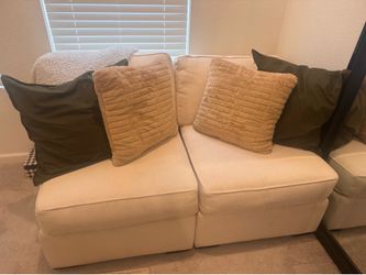 Two Cream Modular Sofa Chairs