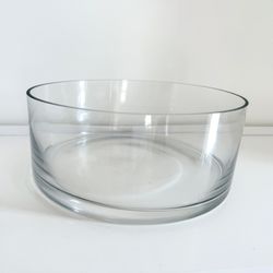 9 3/4” Cylinder Vase -  Clear Flat Pan Style Container, Planter Terrarium, Floral Centerpiece for Wedding Party Event,
