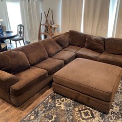 Brown Couch Sectional With Ottoman 