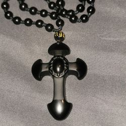 Black onyx Rosary Cross