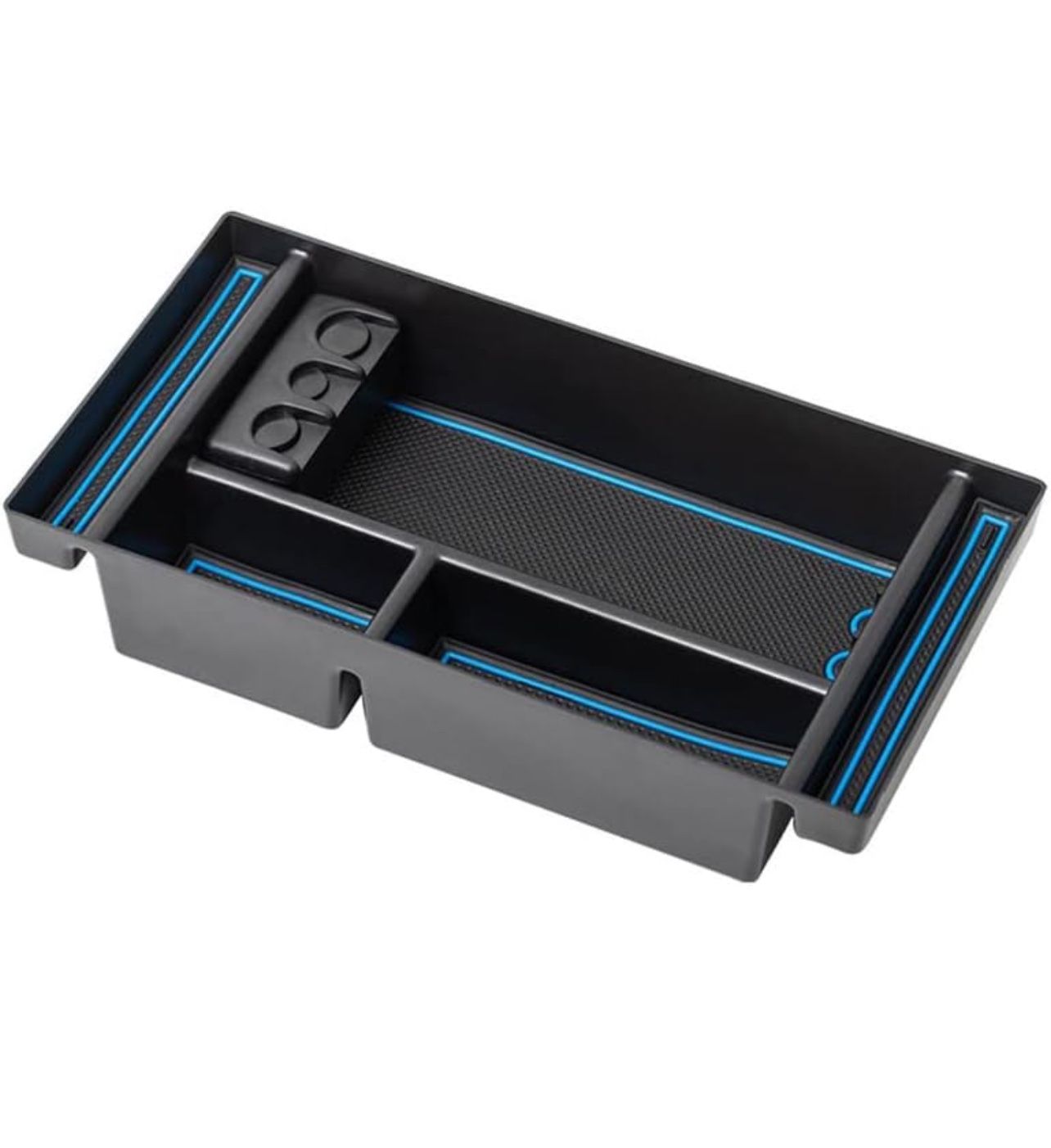 TOTMOX Center Organizer Tray, ABS Black, Blue Car Center Console Armrest Box Storage 