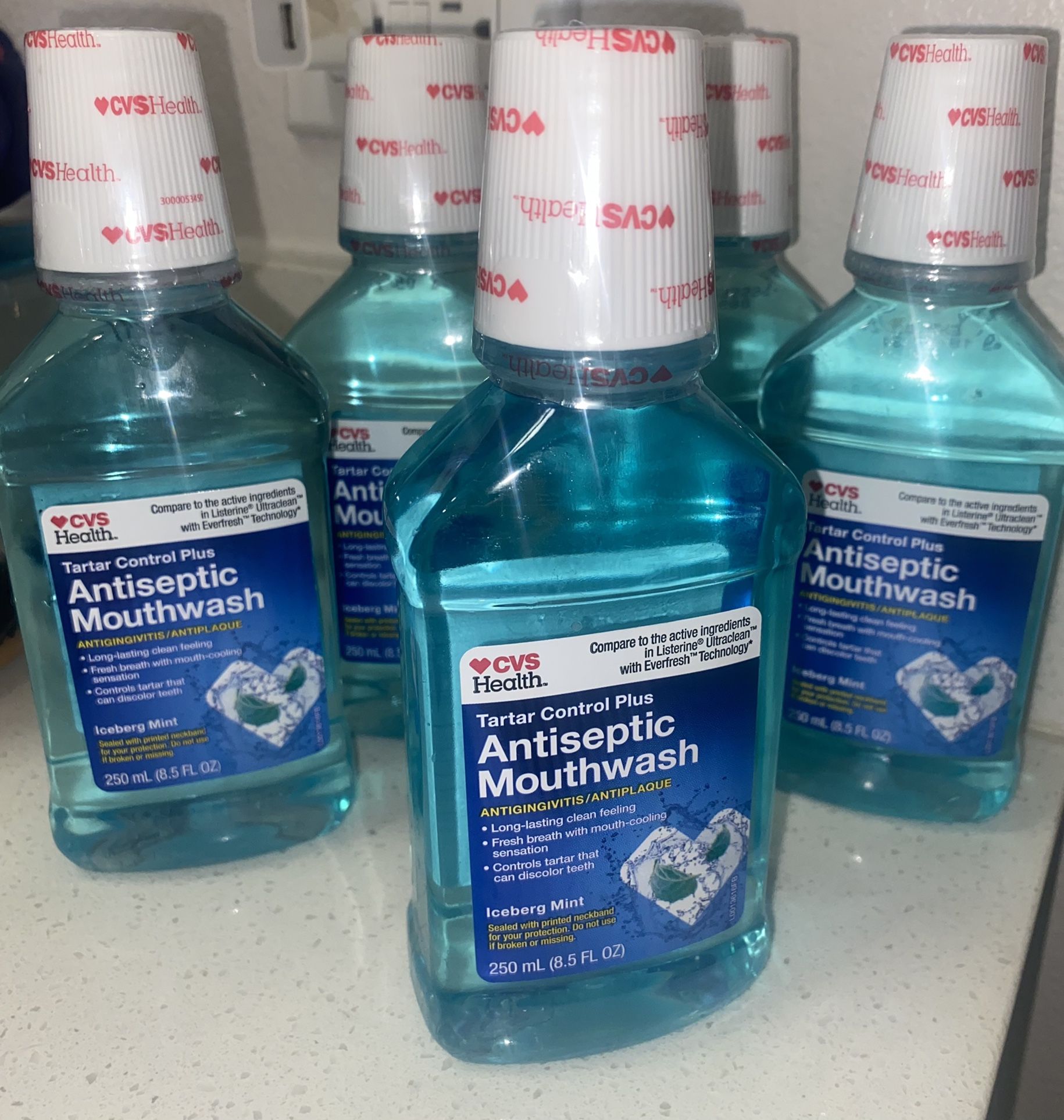 CVS Health Antiseptic Mouthwash for Antigingivitis & Antiplaque, Blue Mint - 250 mL (8.5 FL OZ) $2.00 each
