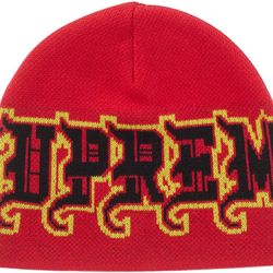 Supreme New Era Outline Beanie Red FW25