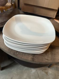 White Square Dinner Plates Set of 8