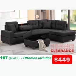 $449.00 Sectional With Free Ottoman Brand New In A Box 