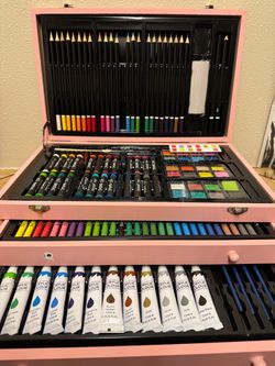 Pink Art Supply Set with Carrying Case