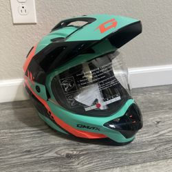 GMAX GM-11S Ronin Motorcycle  Helmet Orange/Green/Black SIZE XL