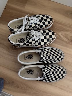 Checkered vans (two pair): stacked pair like new! Women’s 8.0 men 6.5