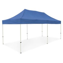 Blue 10 x 20 FT Pop-Up Canopy Tent - Portable Instant Canopies for Outdoor Market Shelter