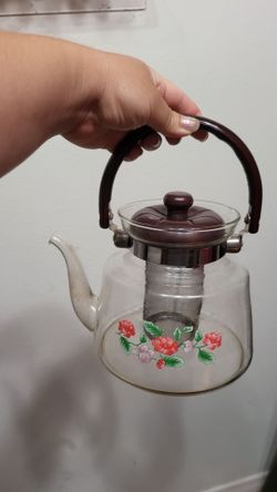Glass Floral Teapot