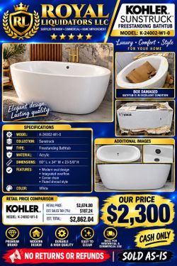 Kohler Sunstruck Freestanding Bathtub K-24002-W1-0