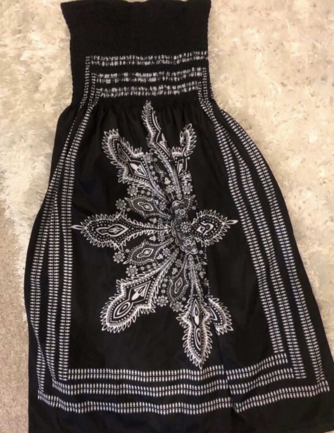 Black tube with white print beach dress