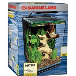 Marineland Portrait Glass LED Aquarium Kit, 5 Gallons, Hidden Filtration,Black