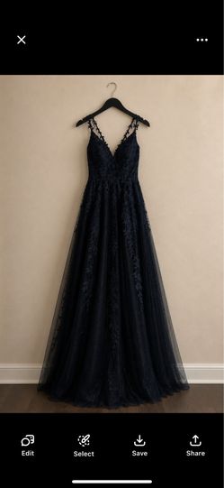 Elegant Navy Blue Full-Length Formal/Prom Dress