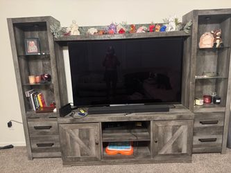 Rustic Gray Entertainment Center Wall Unit