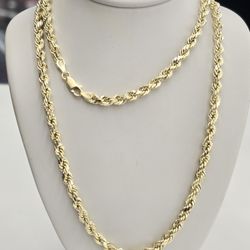10kt Real Gold Rope Chain 4mm 24 Inches