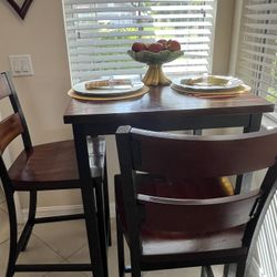 Breakfast  High Table Solid Wood W 2 Chair