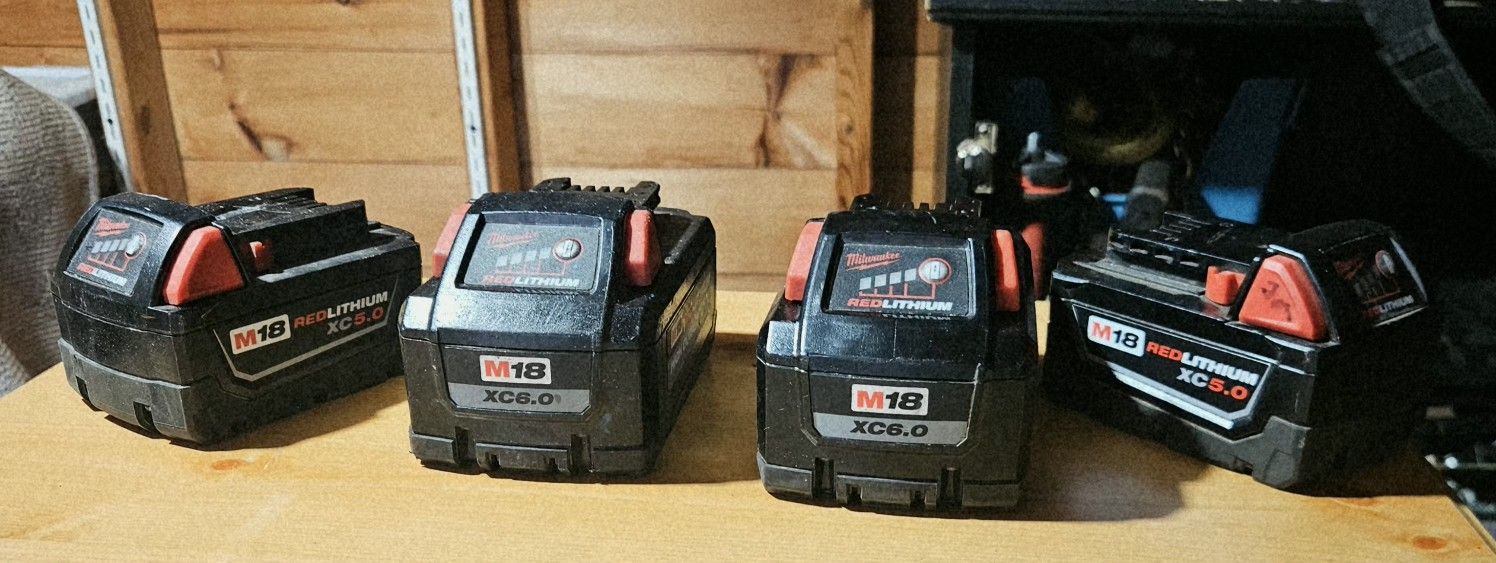 🔋 Milwaukee M18 Battery Set — 4x XC5.0 & 2x High Output XC6.0 💪 Excellent Condition (Full Lot) — $550 OBO