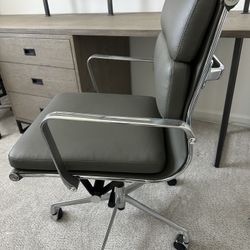 Leather Padded Desk Chair Dark Grey Laura Davidson Soho II Padded