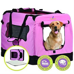 Zampa Dog Crate for Small and Medium Dogs 32"x23"x23" | Portable Cat Carrier | Pet Travel Collapsible & Foldable | Puppy Crates for Car, Outdoor & Ind