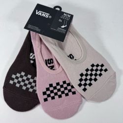 Vans No Show Canoodle Socks 3 pack Tan Pink Brown Women Size 8-10.5/Medium