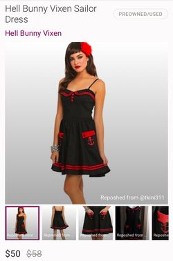 Hell Bunny Vixen Sailor Dress/Pin up- LG