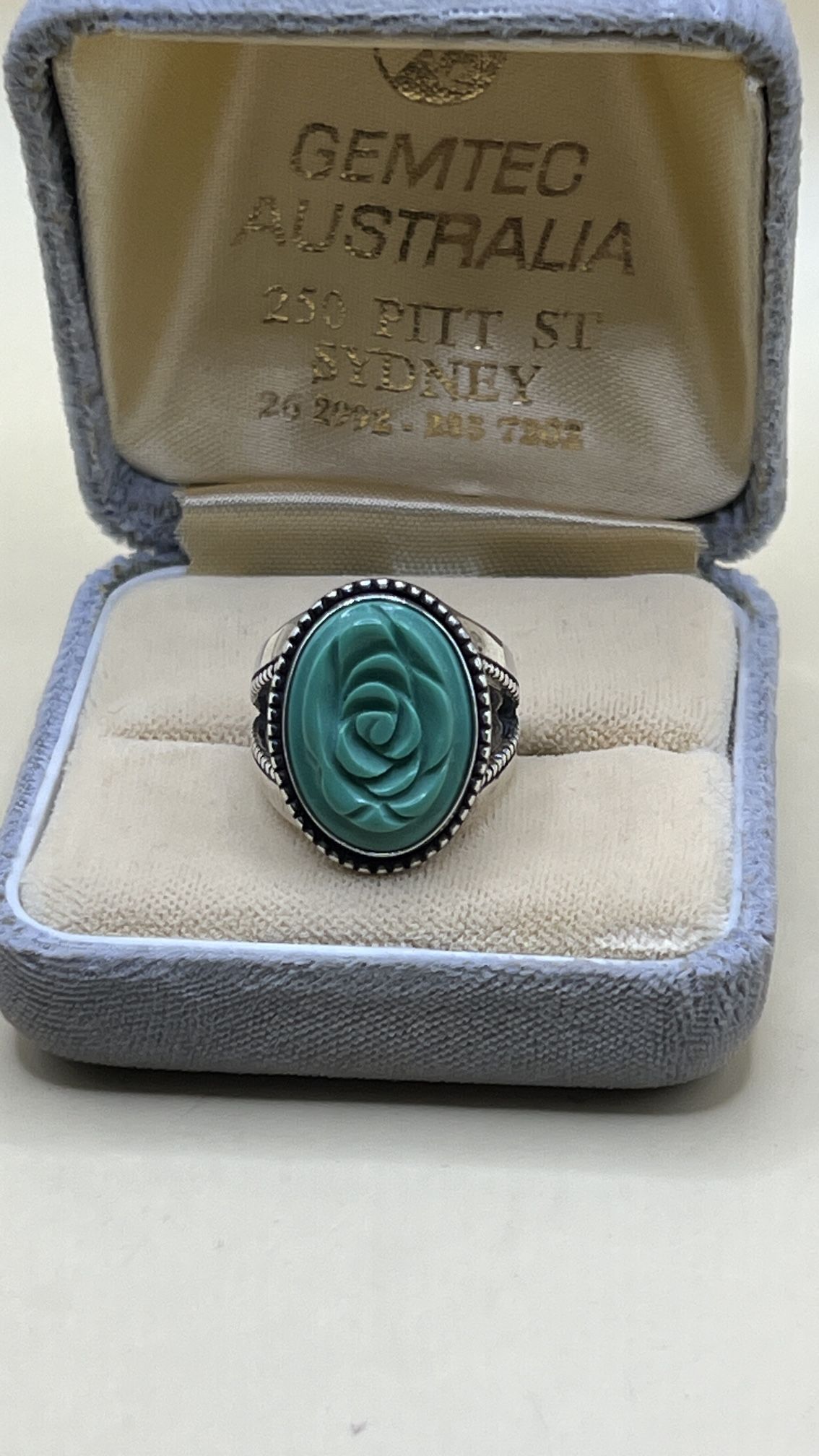 Carolyn Pollack Southwestern Style Sterling Silver Carved Turquoise Flower Ring 