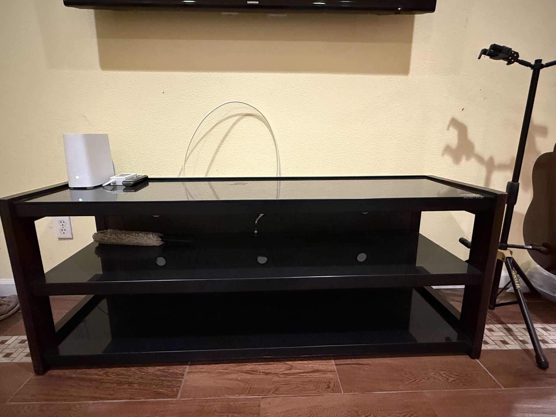 Black Glass TV Stand/Media Console