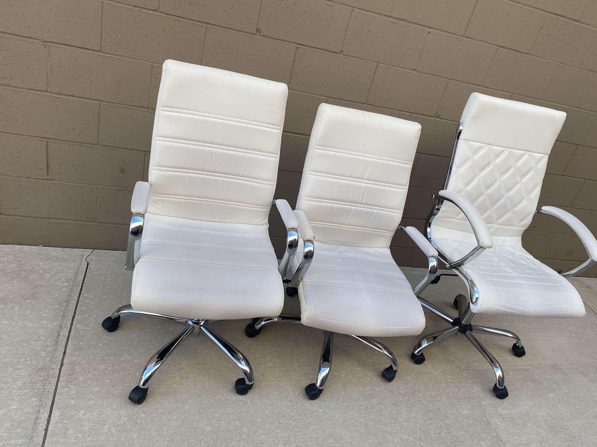 3 White Rolling Chairs