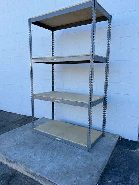4 Tier Shelving 48 in W x 24 in D American Made Used Heavy Duty Steel Boltless Storage Rack Delivery Available