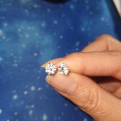 New Sterling Silver CZ Earrings 6mm