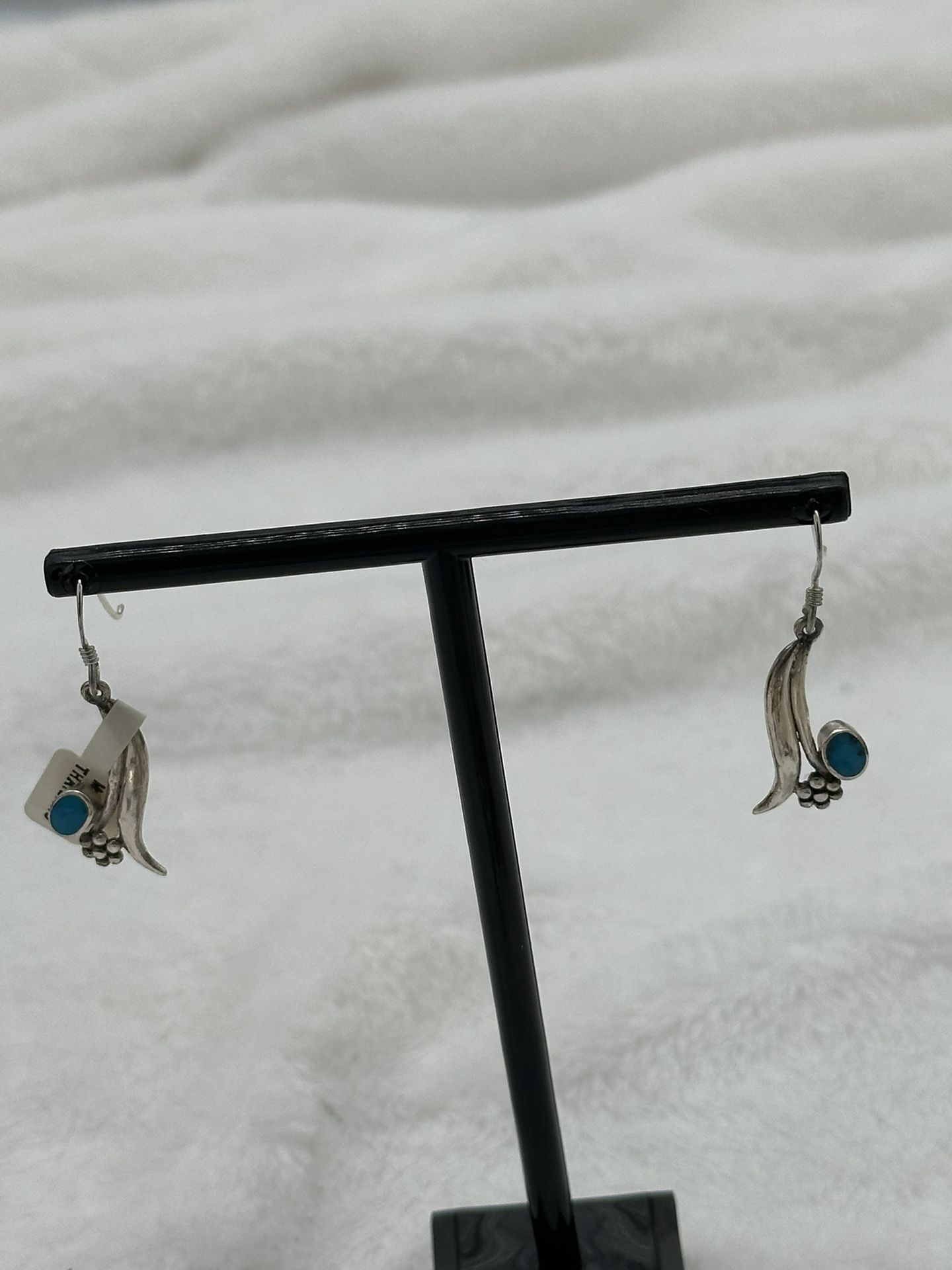 New Sterling Silver 925 Earrings Turquoise Dangle Drop 1 1/2” Long 3.18 Grams