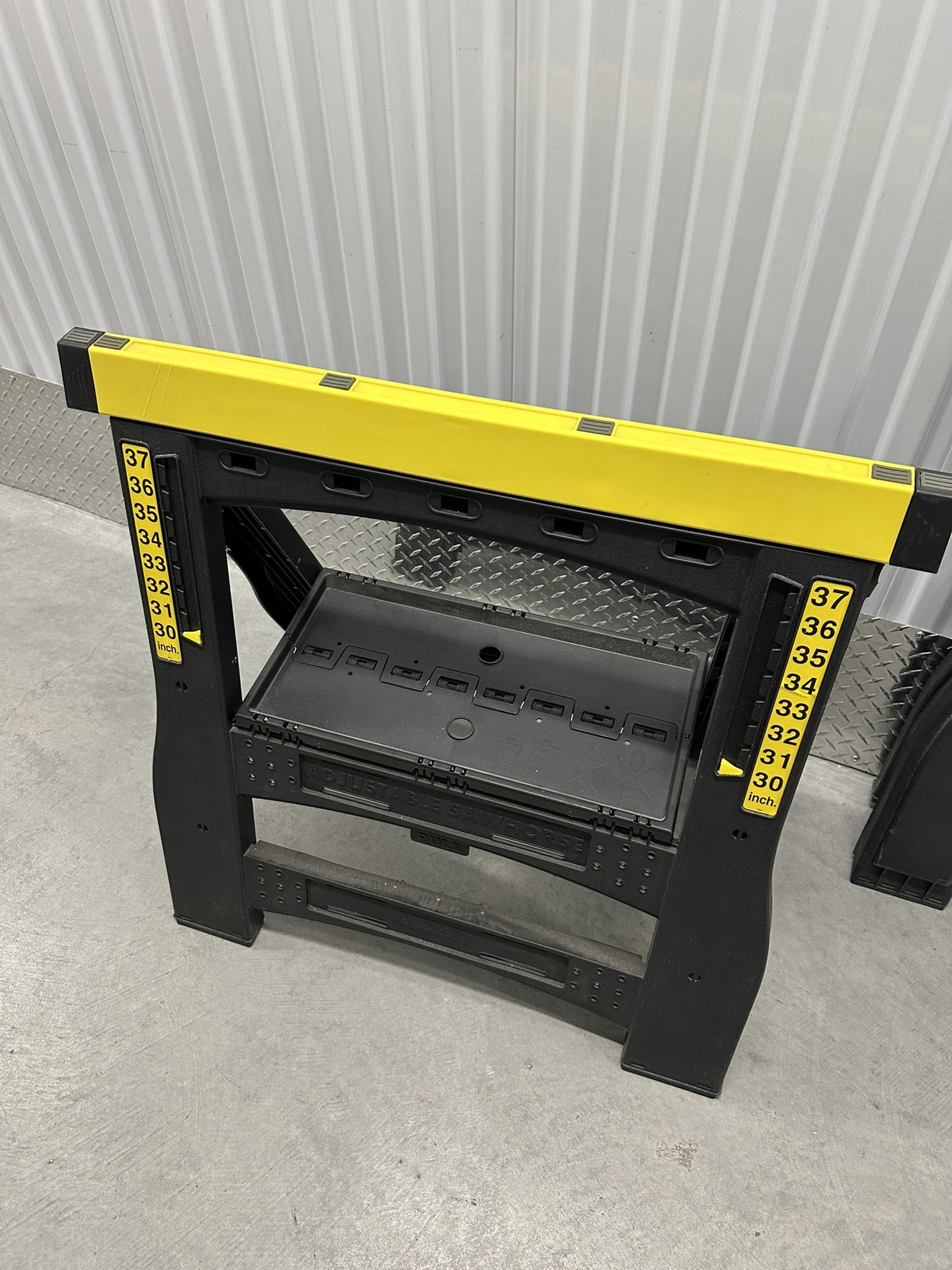 Stanley Folding Adjustable Sawhorse Black Yellow Lightly Used