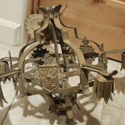 Awesome Antique Metal Medieval Chandelier With Shields 