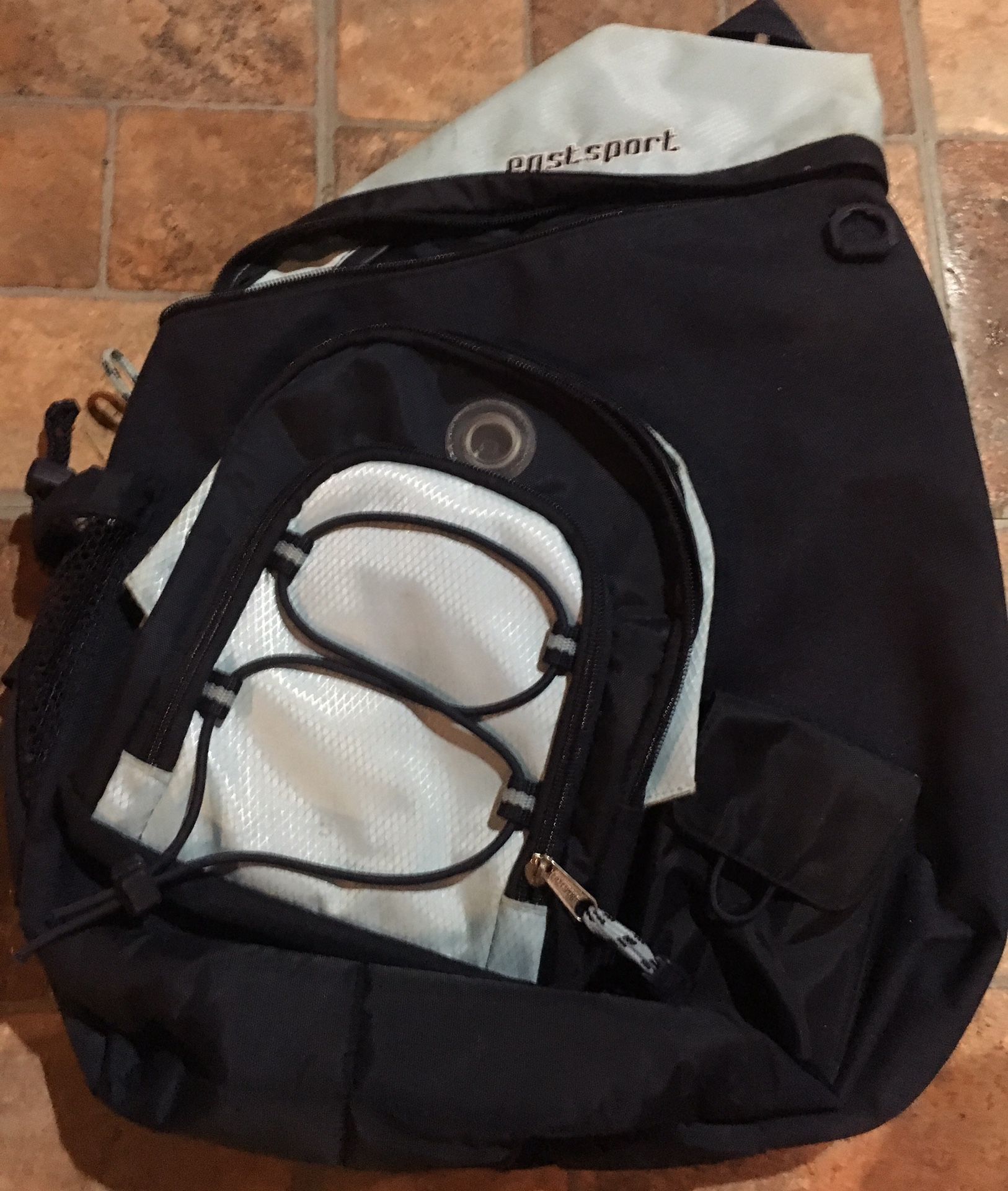 Eastsport Teardrop Shaped Black & Silver Bookbag/Backpack