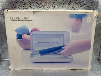 PhoneSoap 3 UV Phone Sanitizer Box & Dual Charger, Patented 360° UVC, White Patented, Clinically Tested, Kills 99.9% of Germs, Fits All Phones, Charge