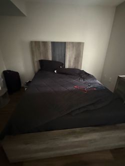 Queen size bed and a twin size bunk bed with the mattress