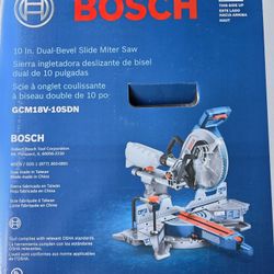 Bosch 10 inch Dual Bevel Sliding Compound Cordless Miter Saw with 2 batteries and charger