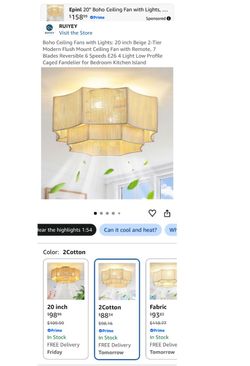 Ceiling Fans with Lights: 20 inch Beige 2-Tier Modern Flush Mount (m21a)