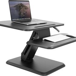 Mount-It! Height Adjustable Standing Desk Converter, 25” Wide Desktop - Sit-Stand Converting Desks with Gas Spring for Home, Office

