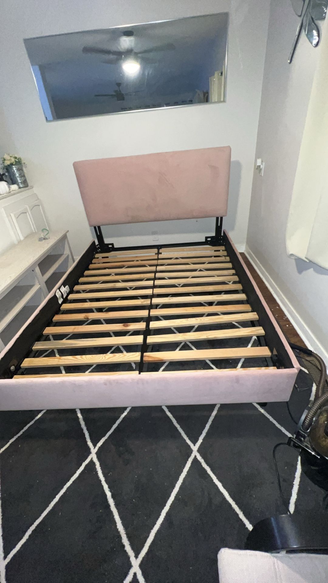 Pink Velvet Queen Bed Frame