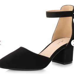 Block Heels Zapatilla Black Straps New Size 9