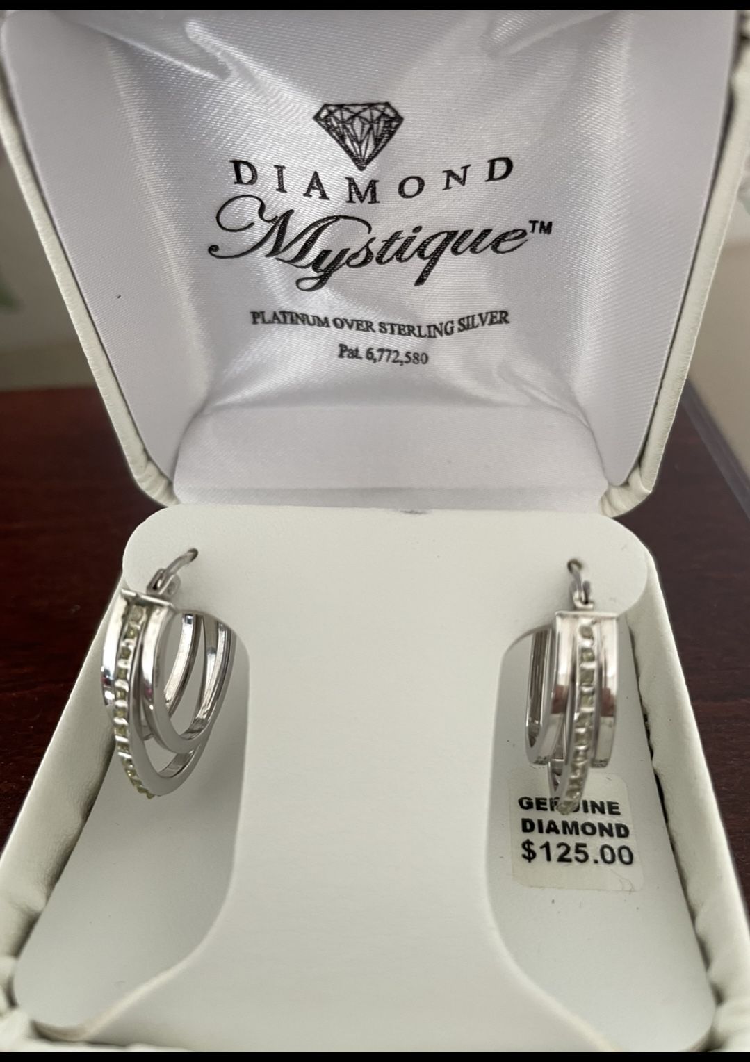 Hoop Earrings With Genuine Diamonds-NEW