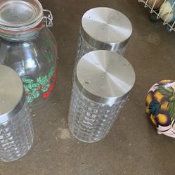 3 Glass Large Containers 