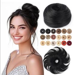 Human Hair Messy Bun Hair Piece Extension #1 Jet Black